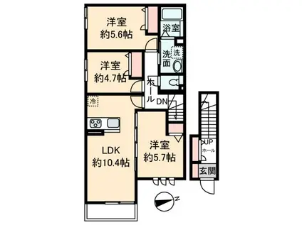 ROSE COURT C(3LDK/2階)の間取り写真