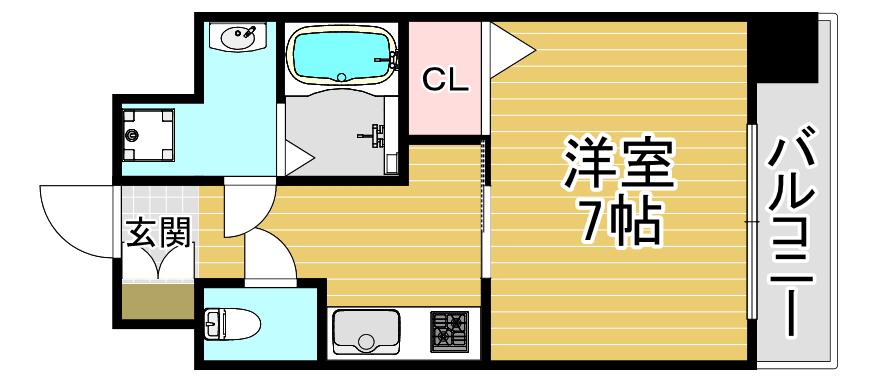 S-RESIDENCE福島GRANDE(1K/9階)の間取り写真