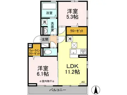 ヴィラ・クレストII(2LDK/1階)の間取り写真