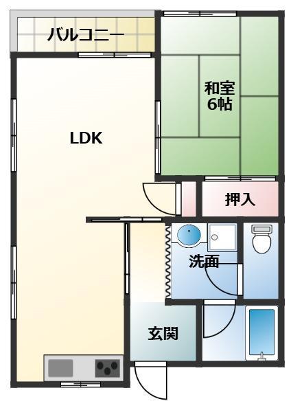 ハイツきたじま(1LDK/2階)の間取り写真