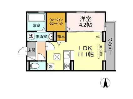 パークN(1LDK/1階)の間取り写真