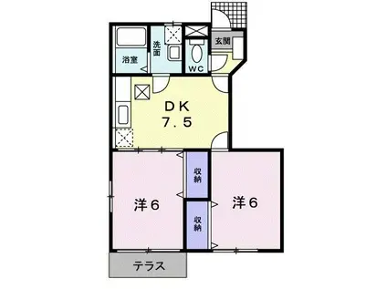 アウローラ ユメサキI(2DK/1階)の間取り写真