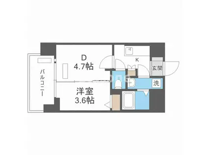 ソルテラス阿波座ウィズ(1DK/6階)の間取り写真