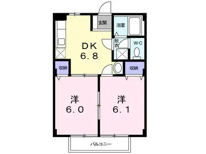 ユニハイム月尾II(2DK/2階)の間取り写真