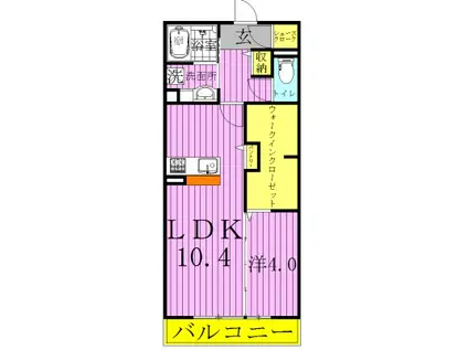 モアニおおたか(1LDK/2階)の間取り写真