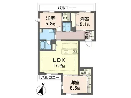 ドエルヤト・グランデ(3LDK/2階)の間取り写真