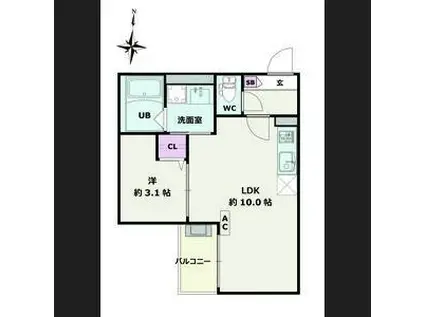 JACK SONEI(1LDK/1階)の間取り写真