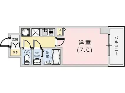 クレストタップ神戸湊町NOIR(1K/1階)の間取り写真