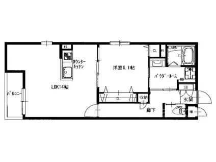 COMFY COURT 五条西洞院(1LDK/3階)の間取り写真