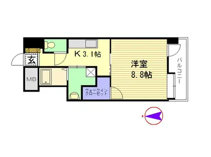 クレールコートタジマ(1K/2階)の間取り写真