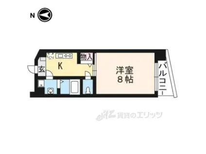 グランコスモ出町柳2(1K/2階)の間取り写真