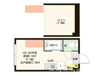 ハーモニーテラス泉町(ワンルーム/1階)の間取り写真