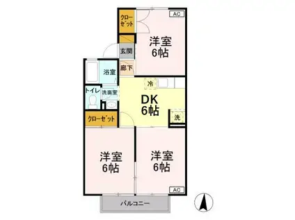 セジュール・砥上B棟(3DK/2階)の間取り写真