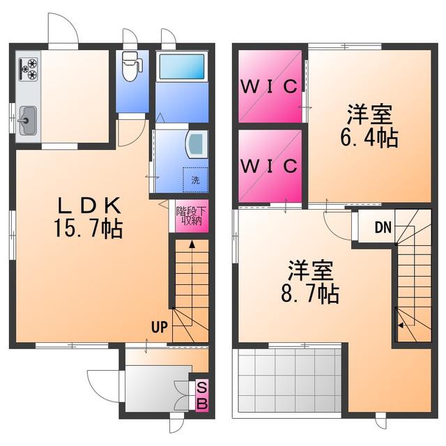 ふぁみりありんくうA棟(2LDK/1階)の間取り写真