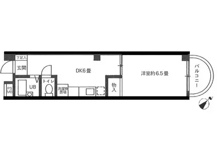 オリオール初台(1DK/1階)の間取り写真