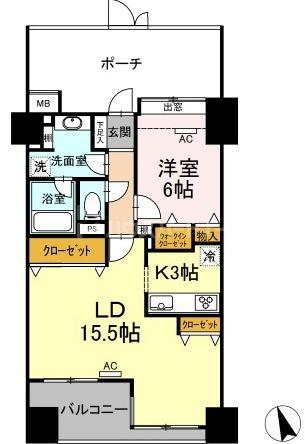 レーベンリヴァーレクロス東京(1LDK/5階)の間取り写真