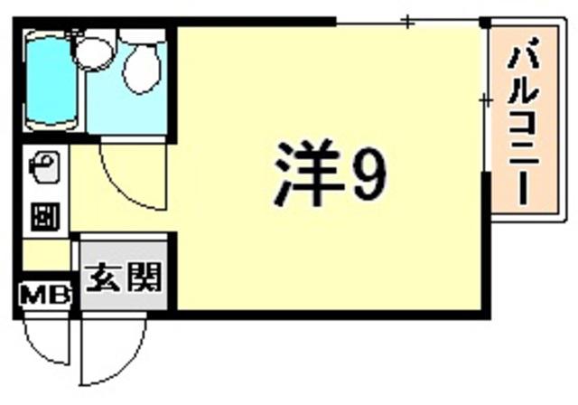 メモリーハイム(ワンルーム/1階)の間取り写真