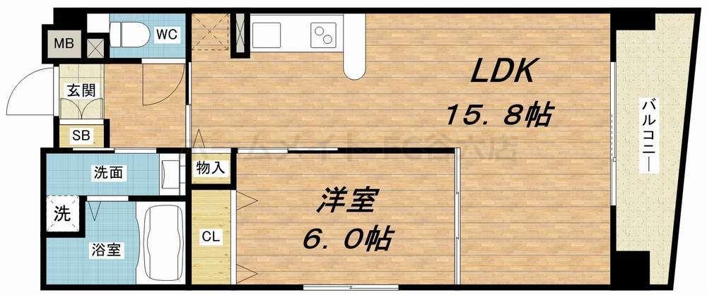 ビラージュプラム(1LDK/6階)の間取り写真
