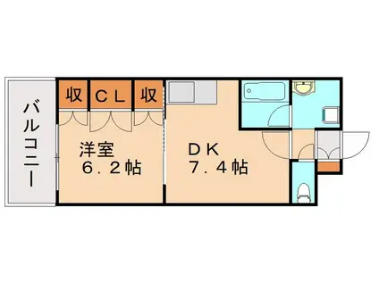 ラクーレV片野(1DK/3階)の間取り写真