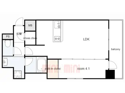 エステムコート新神戸II駅前山手(1LDK/7階)の間取り写真