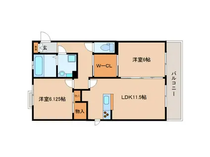 LA LUCE 小泉(2LDK/2階)の間取り写真