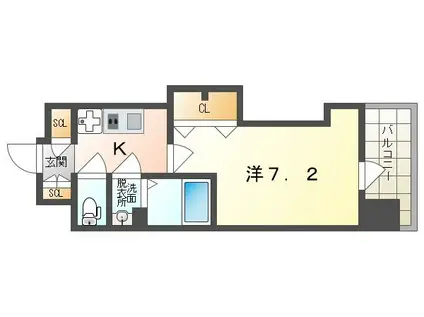 ラグゼナ門真(1K/5階)の間取り写真