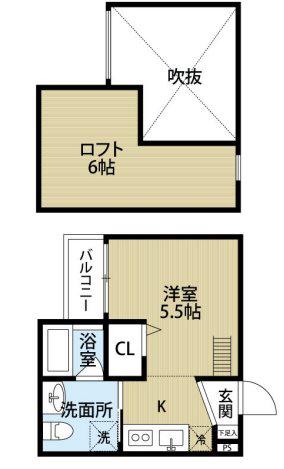 CUBE(ワンルーム/2階)の間取り写真