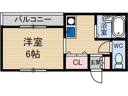 フレンズハイム(1K/2階)の間取り写真