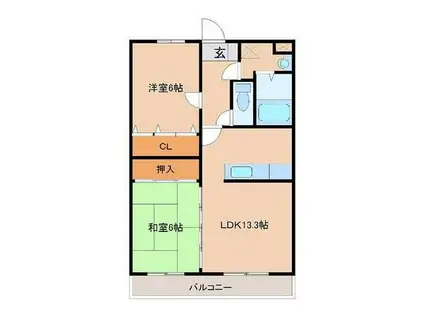 クレストコートⅡ(2LDK/1階)の間取り写真