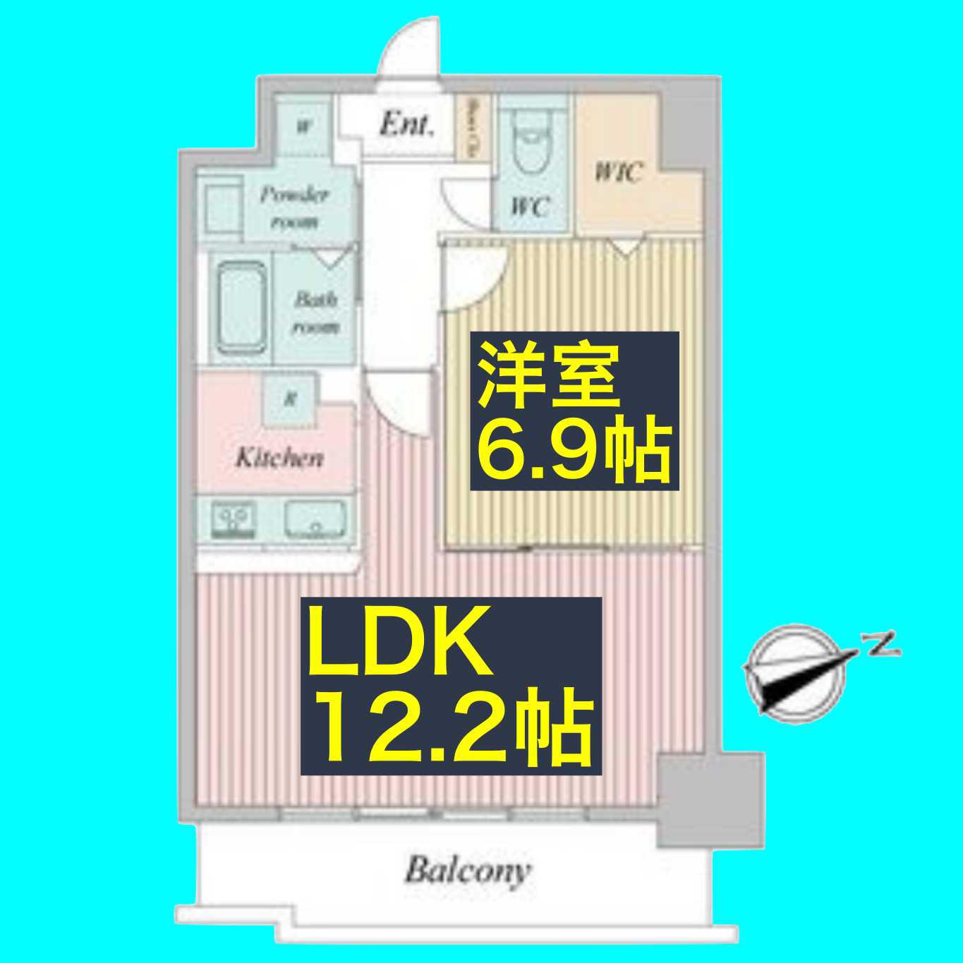 リバーコート砂田橋 II(1LDK/4階)の間取り写真
