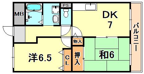 マンション妙法寺(2DK/6階)の間取り写真