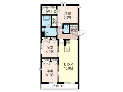 YS THREE(3LDK/1階)の間取り写真