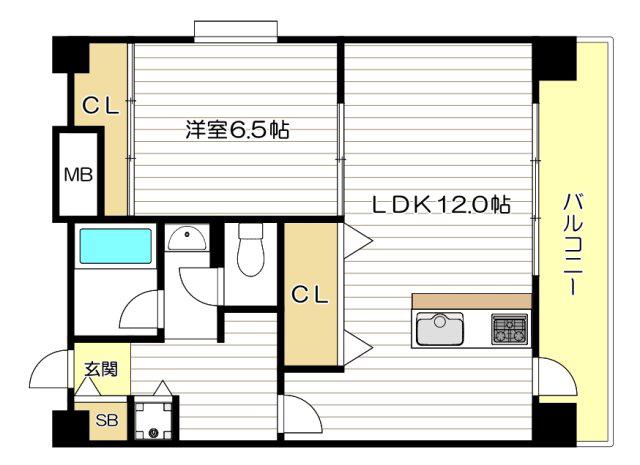 CITY SPIRE桜川I(1LDK/5階)の間取り写真