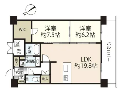 グランアークテラス(2LDK/8階)の間取り写真