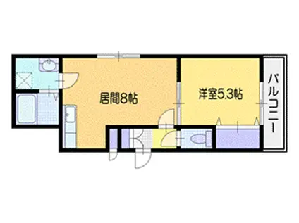 サイエンス新富(1LDK/2階)の間取り写真