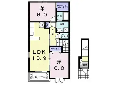 グランティアラI(2LDK/2階)の間取り写真