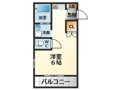 ハイツシャルム(ワンルーム/2階)の間取り写真