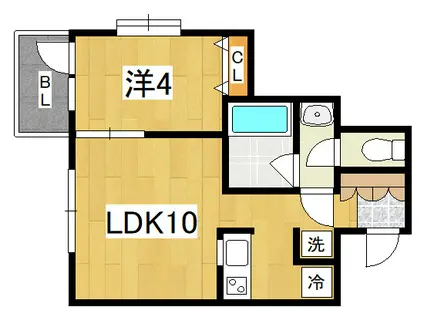 プラティーノスタンツァデュオナリマス(1LDK/2階)の間取り写真