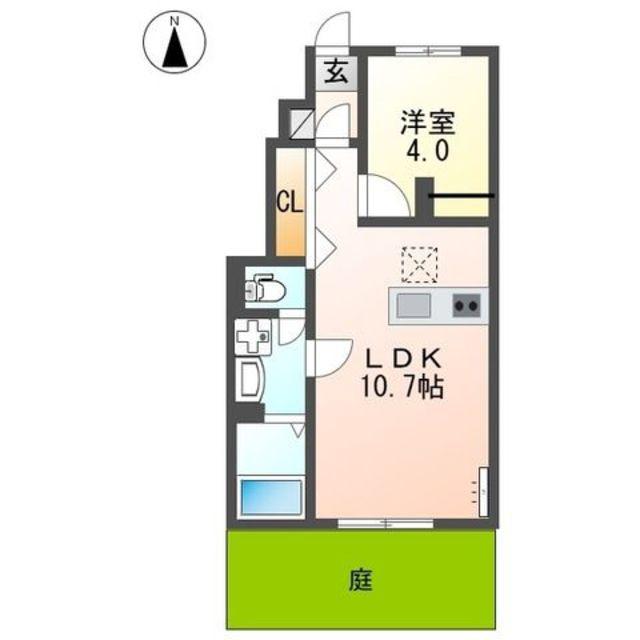 西田中アパート(1LDK/1階)の間取り写真