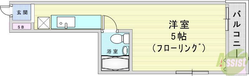 オリーブマンション(ワンルーム/4階)の間取り写真