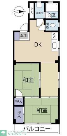 クロノス平塚北(2LDK/2階)の間取り写真