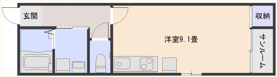 AGハイムB棟(ワンルーム/1階)の間取り写真