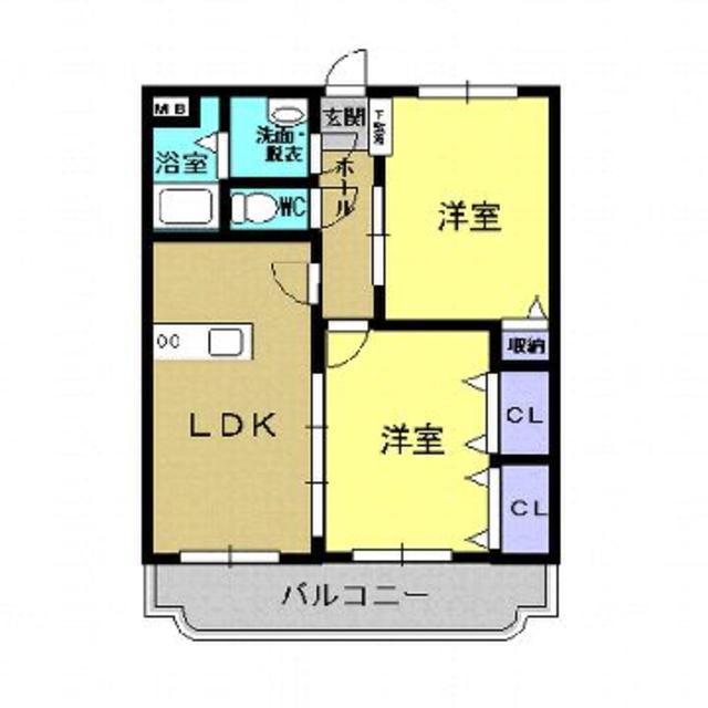 フェリスタ舞鶴(2LDK/1階)の間取り写真
