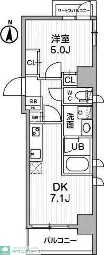 ALTERNA錦糸町(1DK/2階)の間取り写真