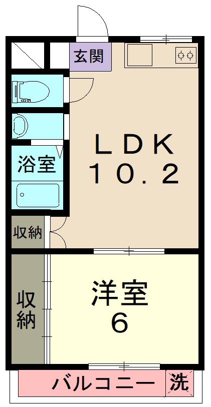 ハイツシラカワ(1LDK/2階)の間取り写真