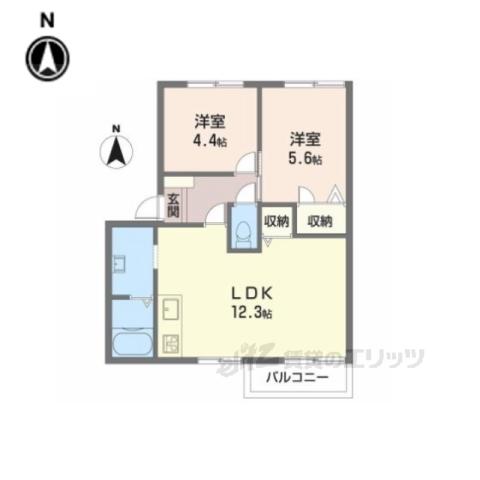 三央ハイツD(2LDK/2階)の間取り写真
