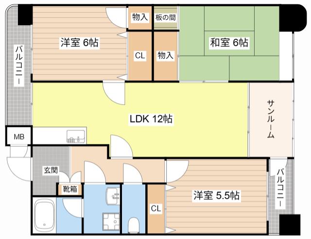 ドゥペールサンシャイン(3LDK/5階)の間取り写真