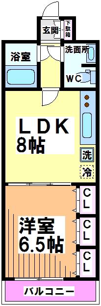 リベル高井戸 下高井戸店専任物件(1LDK/3階)の間取り写真