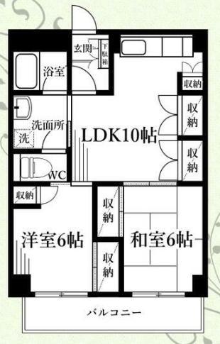 プルミエル千歳(2LDK/2階)の間取り写真