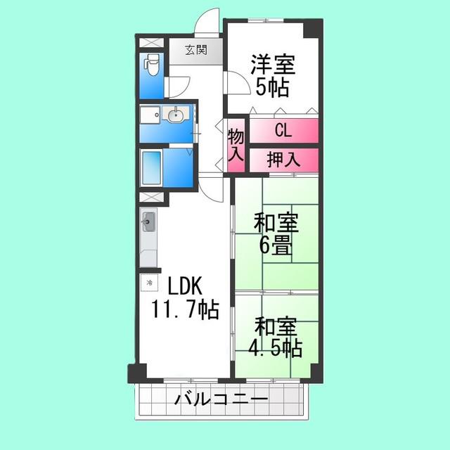 グレートシャルム(3LDK/3階)の間取り写真